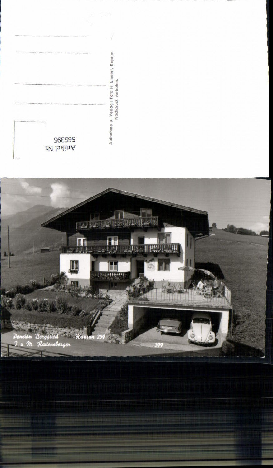 565395,tolle AK Kaprun Pension Bergfried Fa. Rattenberger VW Käfer Auto