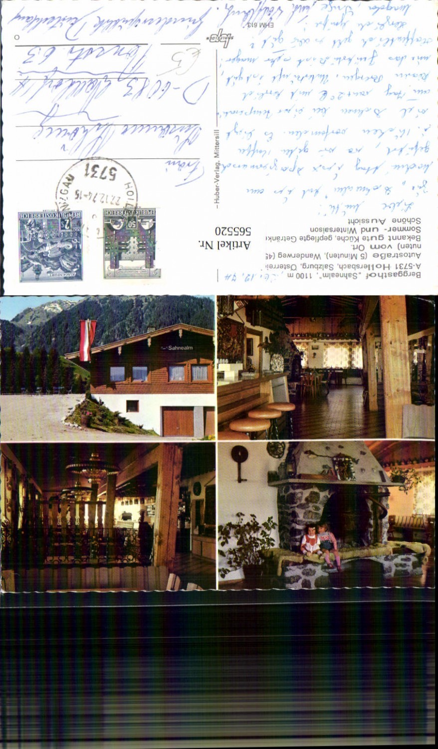 565520,Mehrbild Ak Hollersbach im Pinzgau Berggasthof Sahnealm Kamin Gaststube