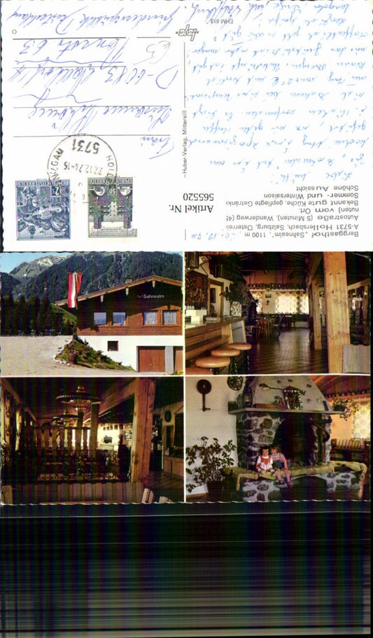 565520,Mehrbild Ak Hollersbach im Pinzgau Berggasthof Sahnealm Kamin Gaststube