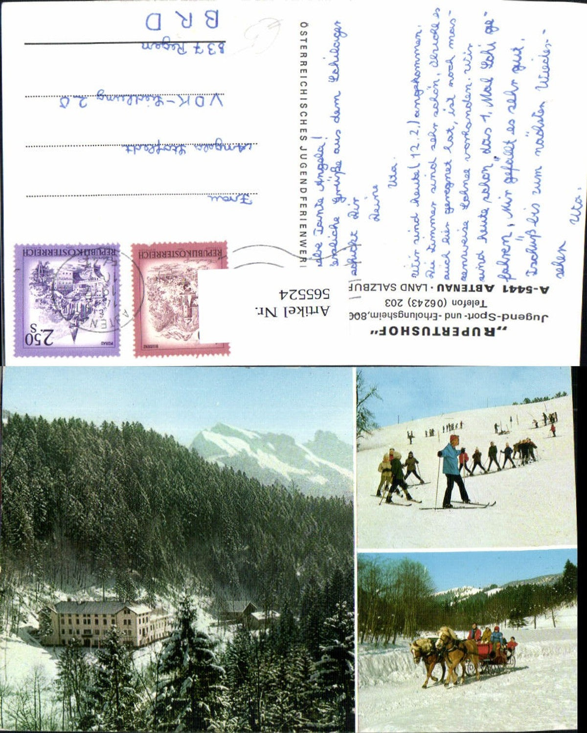 565524,Mehrbild Ak Abtenau Rupertushof Wintersport Pferdeschlitten