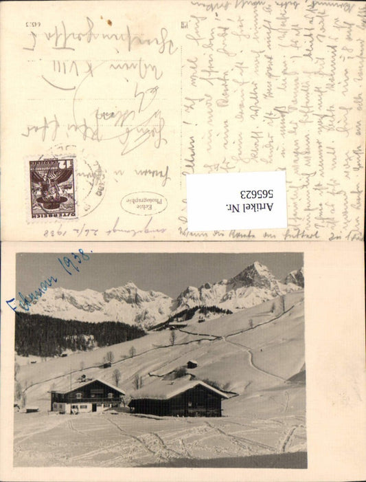 565623,Foto Ak Alm b. Saalfelden am Steinernen Meer Haus Winteransicht