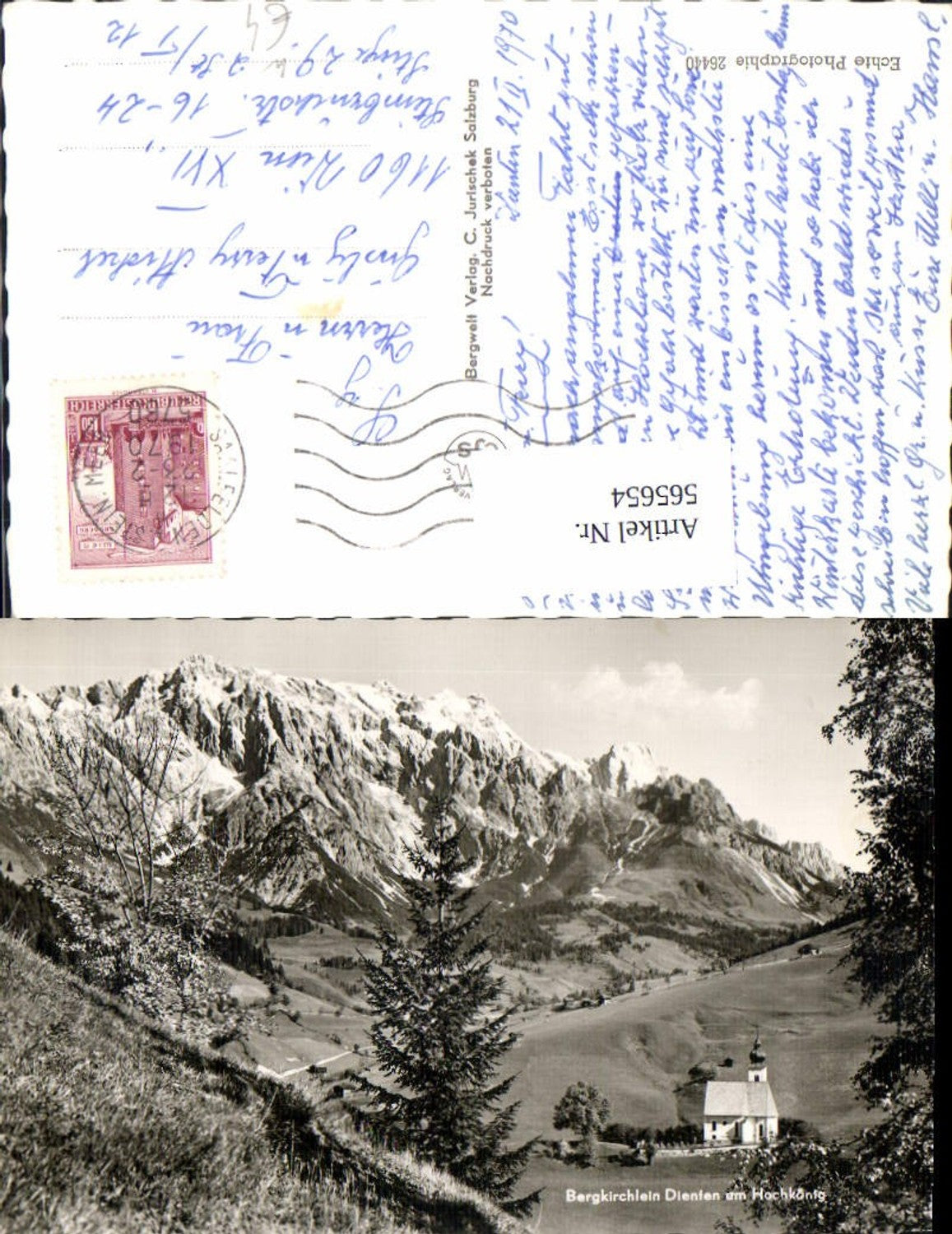 565654,Foto Ak Bergkirchlein Dienten a. Hochkönig