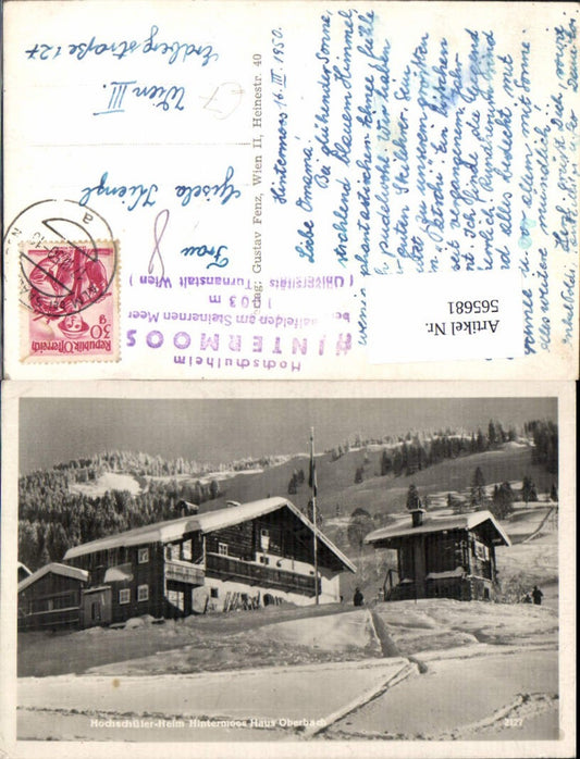 565681,Foto Ak Hochschüler-Heim Hintermoos Haus Oberbach Winteransicht Maria Alm am Steinernen Meer