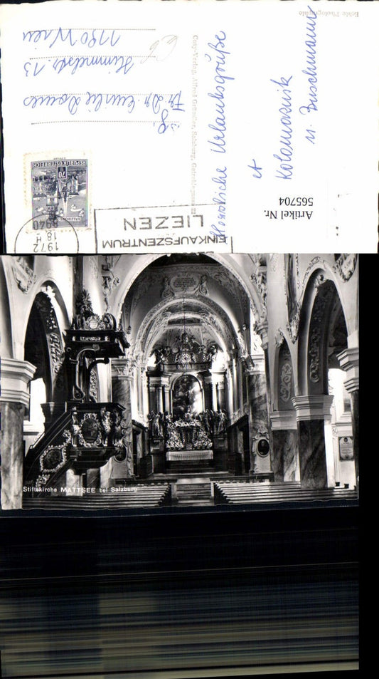 565704,Foto Ak Mattsee b. Salzburg Stiftskirche Innenansicht Altar