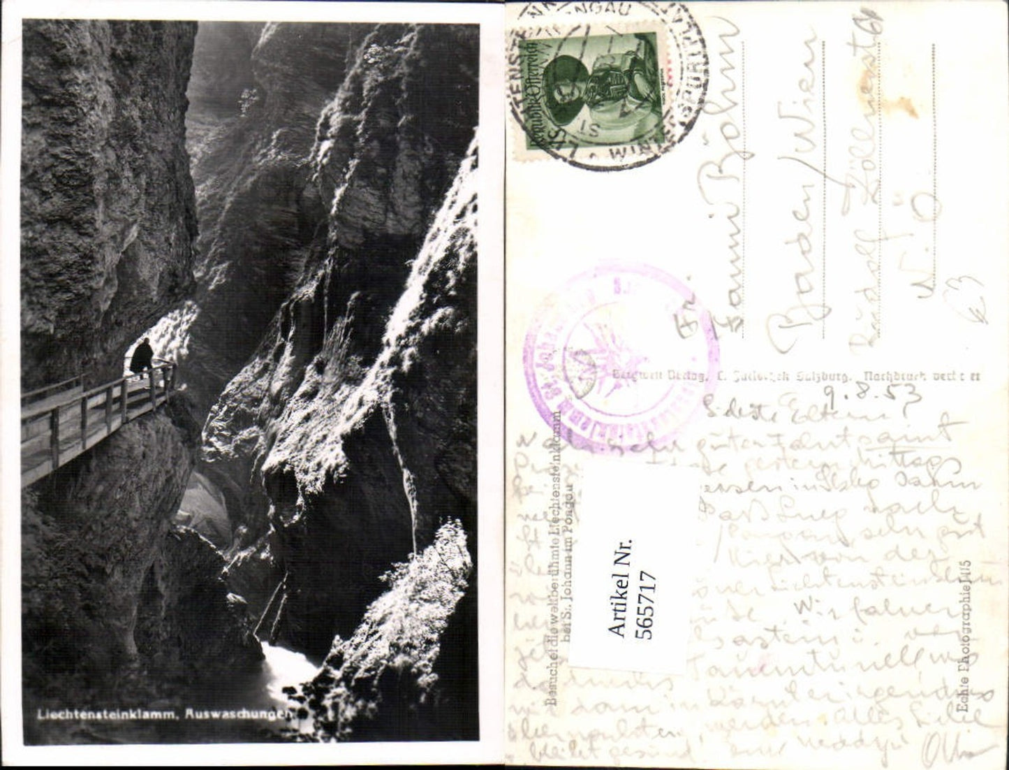565717,Foto Ak Liechtensteinklamm Wasserfall St. Johann im Pongau Auswaschungen
