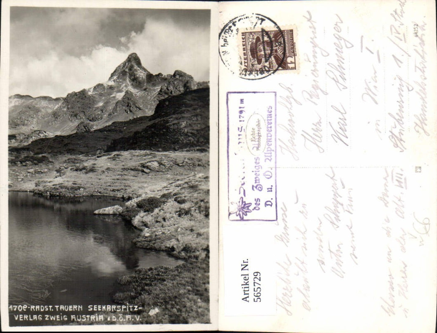 565729,Radstädter Tauern Seekarspitz Obertauern pub Verlag Zweig Austria 170e