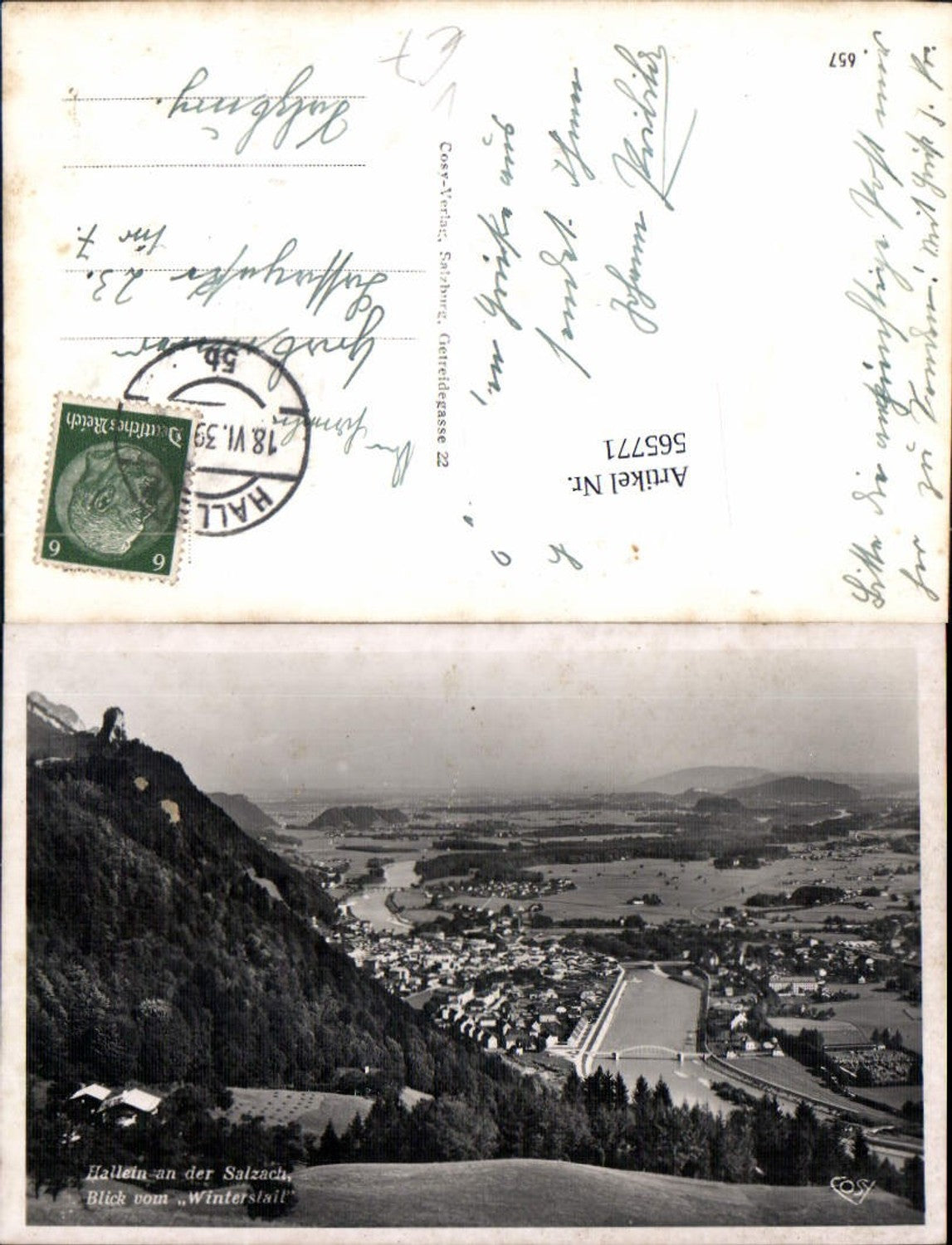 565771,Foto Ak Hallein a. d. Salzach Blick v. Winterstall pub Cosy