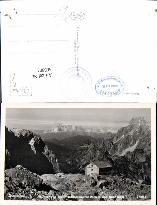 565804,Foto Ak Gosau Dachstein Adamekhütte geg. Bischofsmütze u. Hochkönig