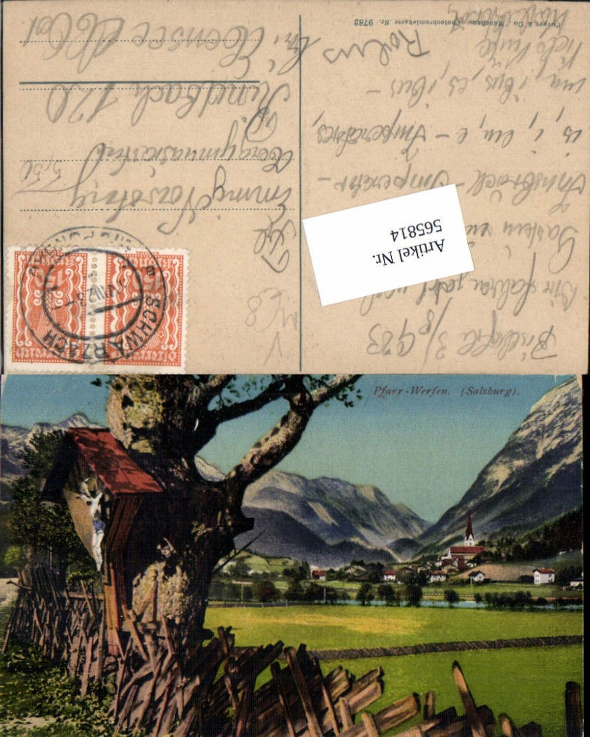 565814,Pfarrwerfen Ansicht m. Marterl pub Purger Co 9782