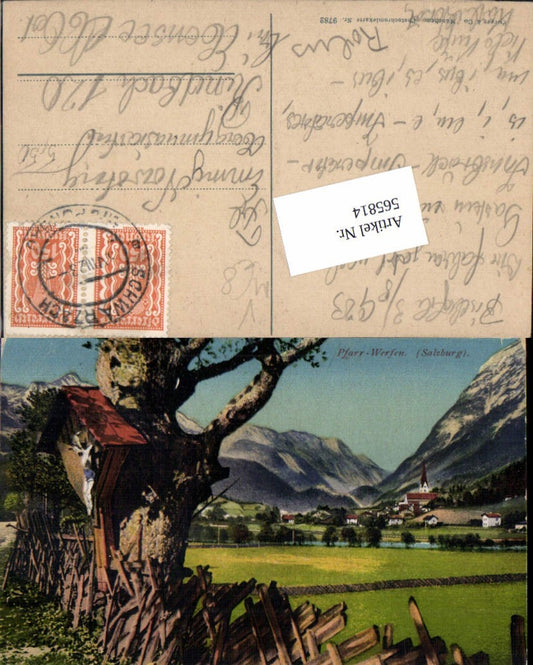 565814,Pfarrwerfen Ansicht m. Marterl pub Purger Co 9782