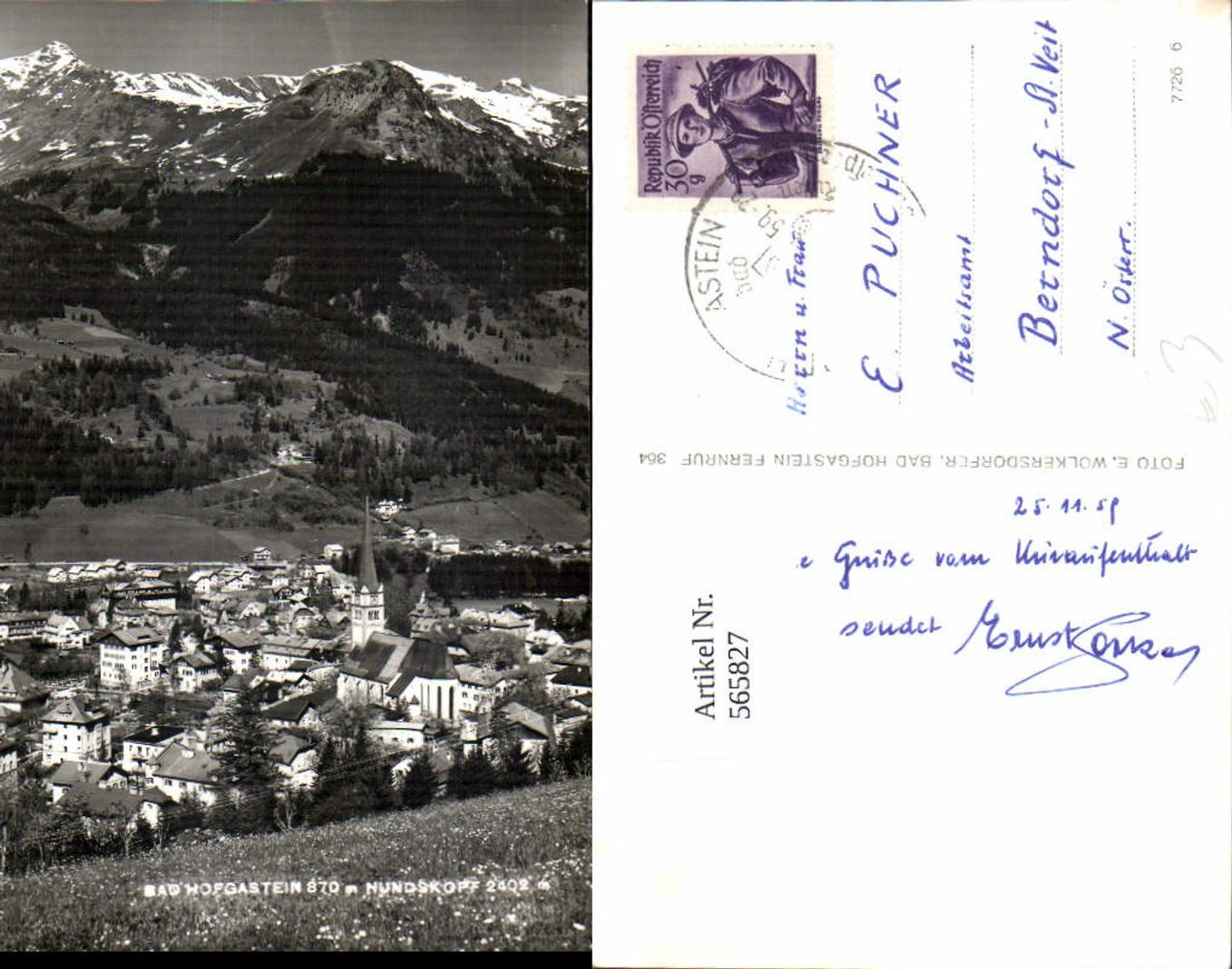 565827,Foto Ak Bad Hofgastein m. Hundskopf