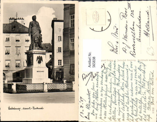 565838, Photo Ak Salzburg Mozart Monument Statue