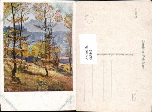 565846, Artist Ak Salzburg Hohensalzburg Fortress Trees Forest in the foreground