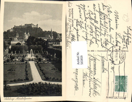 565859, Photo Ak Salzburg Mirabell Gardens View Hohensalzburg Fortress