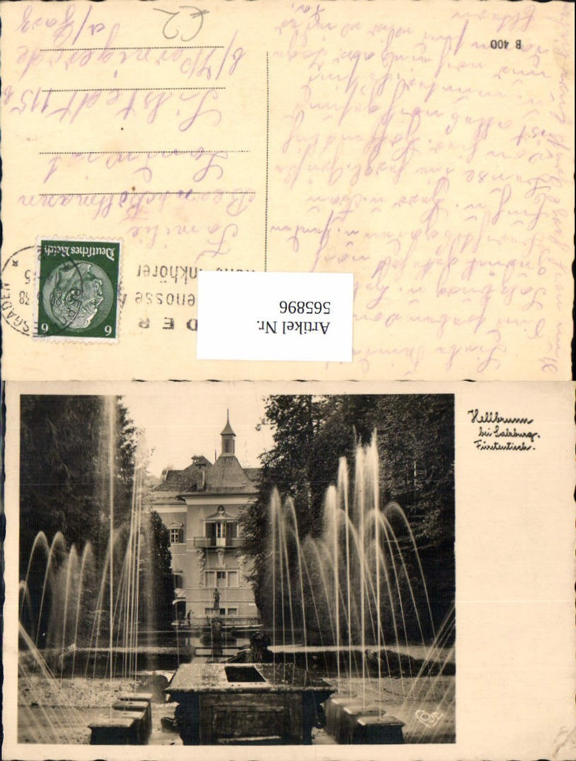 565896, Photo Ak Salzburg Hellbrunn Palace Prince's Table Water Features Fountain