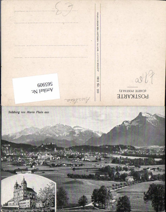 565909, Multi-image postcard Salzburg from Maria Plain pilgrimage church