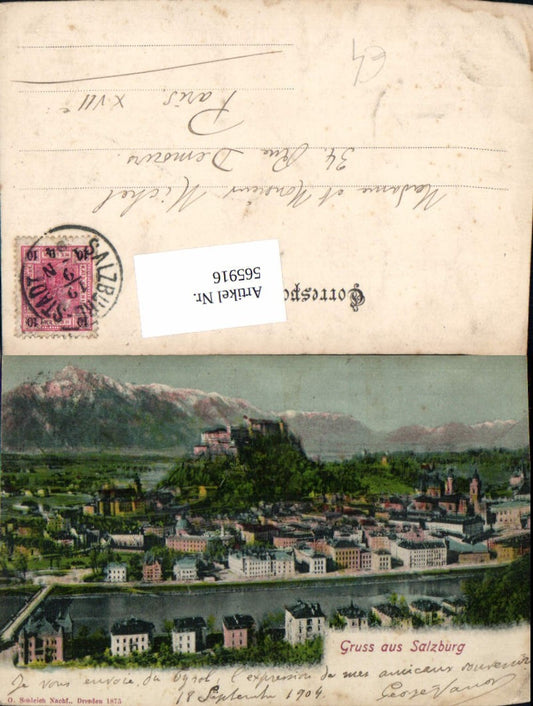 565916, Lithograph Salzburg view with Hohensalzburg Fortress
