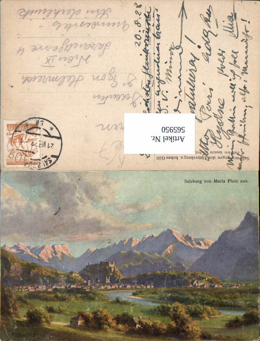 565950, Artist Ak F. Kulstrunk Salzburg against Untersberg and Hohen Göll Maria Plain