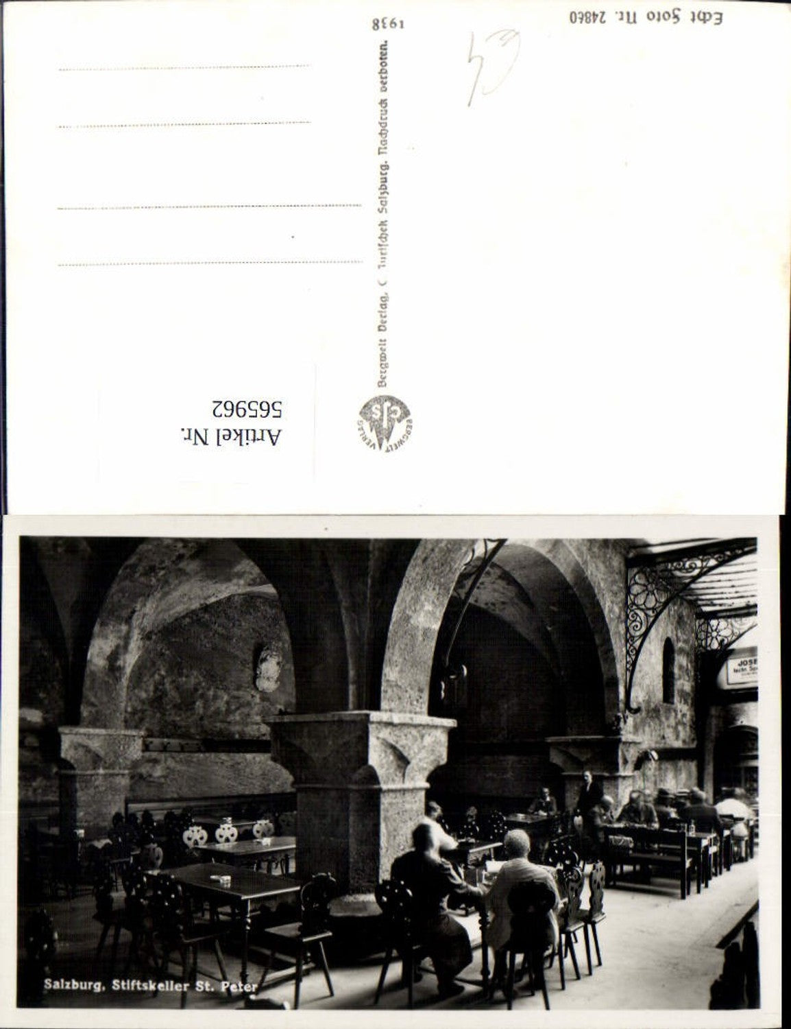565962, Photo Ak Salzburg Stiftskeller St Peter Interior view