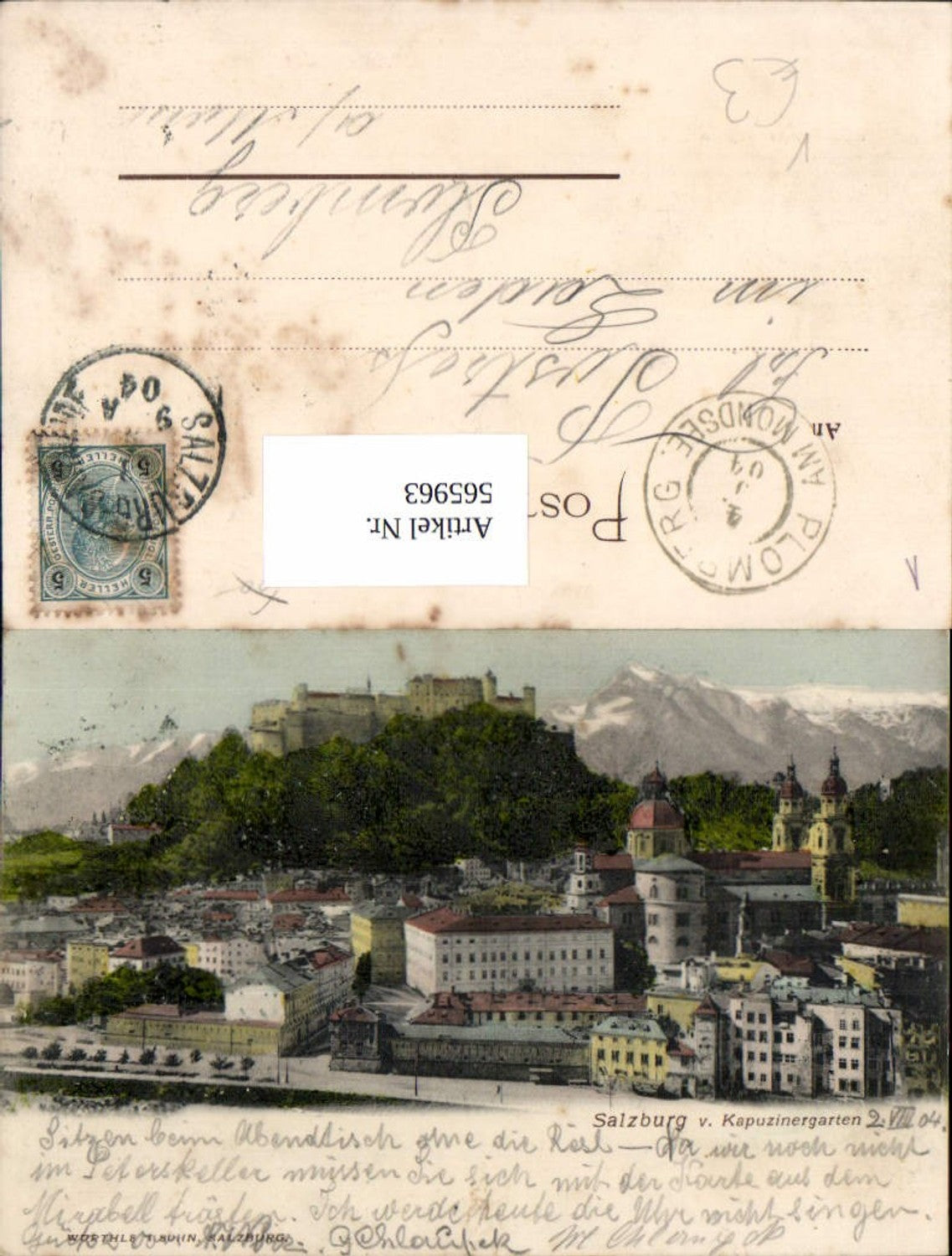 565963, Salzburg v. Kapuzinergarten Festung Hohensalzburg pub Würthle u. Sohn