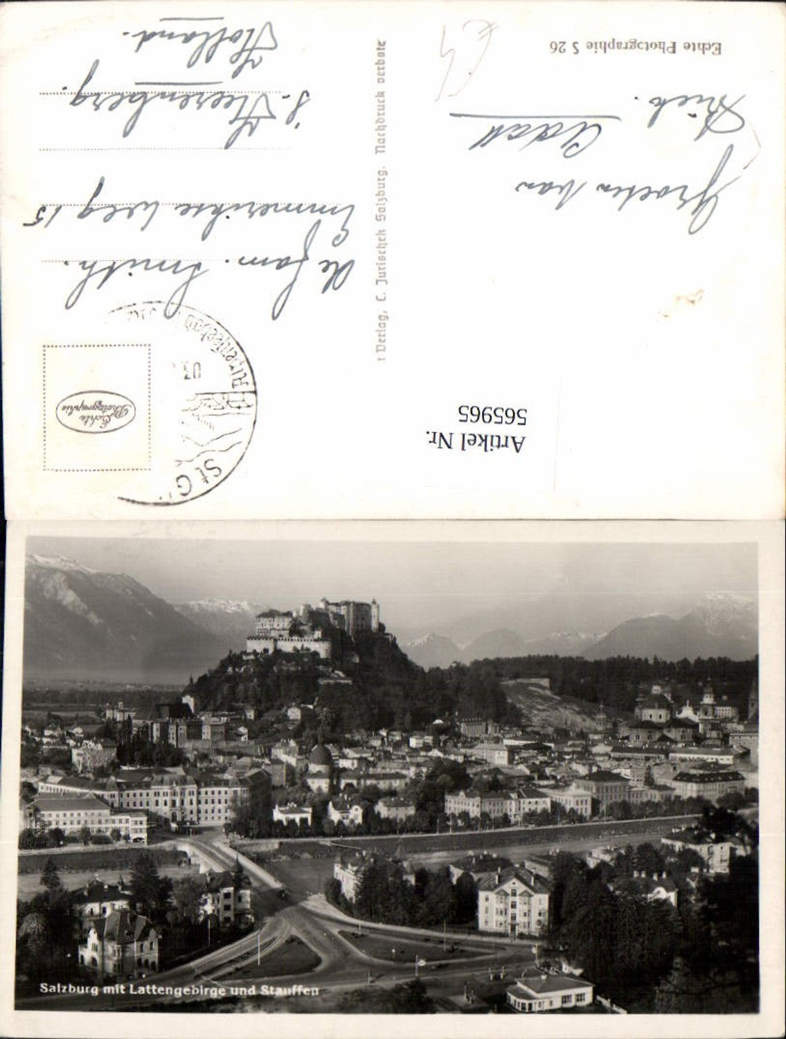 565965, Photo Ak Salzburg with Lattengebirge and Stauffen Fortress Hohensalzburg
