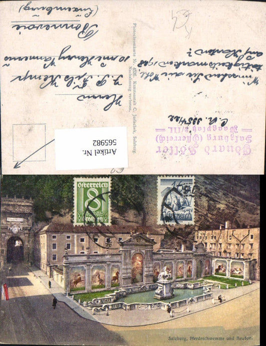 565982, Artist Ak Salzburg Horse Pond and New Gate