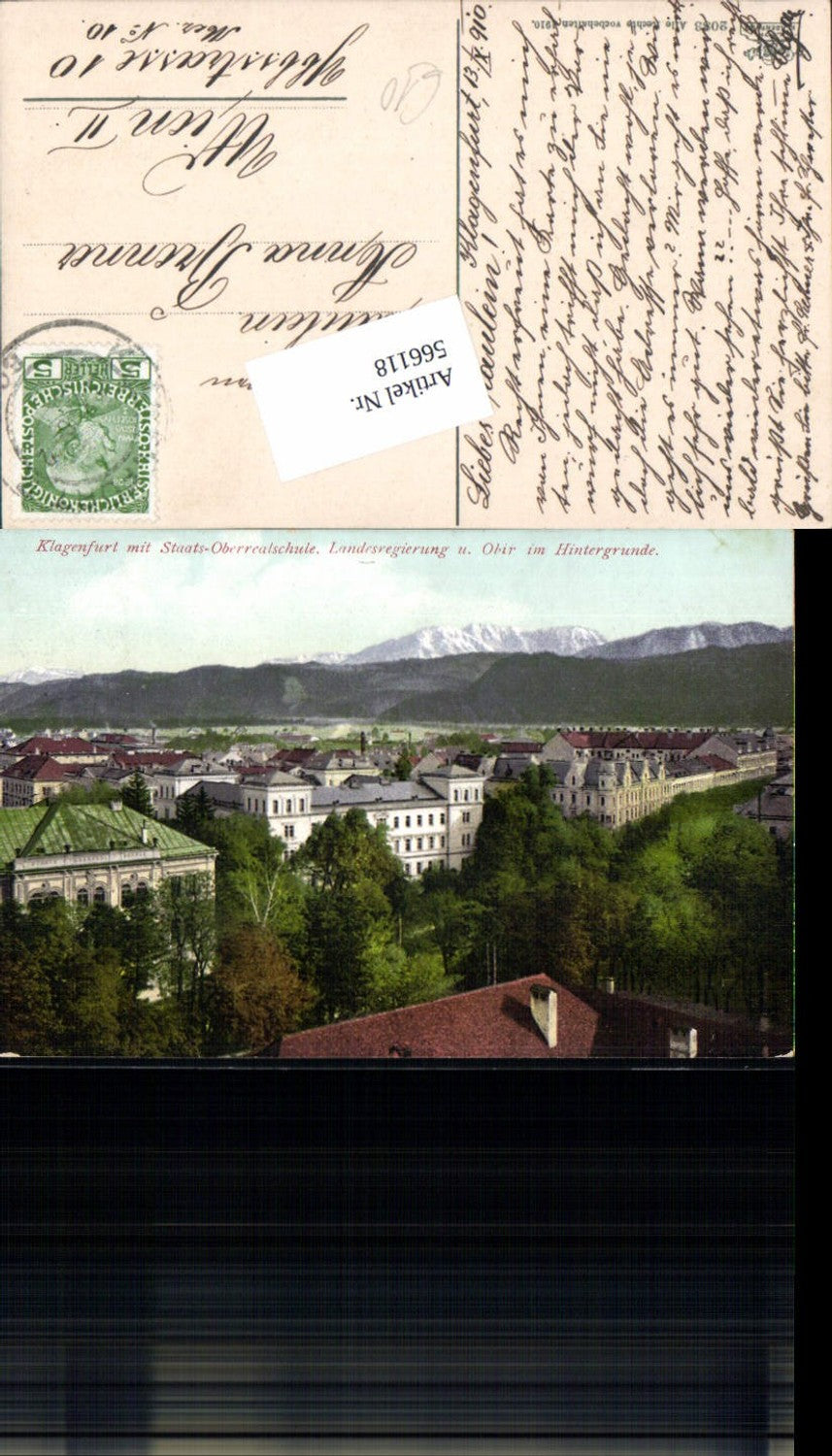 566118,tolle AK Klagenfurt m. Staats Oberrealschule Landesregierung pub LEON 2083