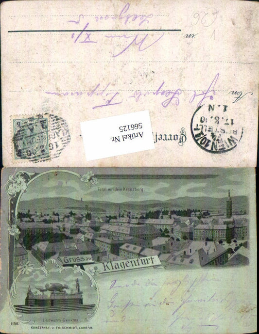 566125,tolle Mond Lithographie Klagenfurt Lindwurm pub Schmidt Lahr im Br.