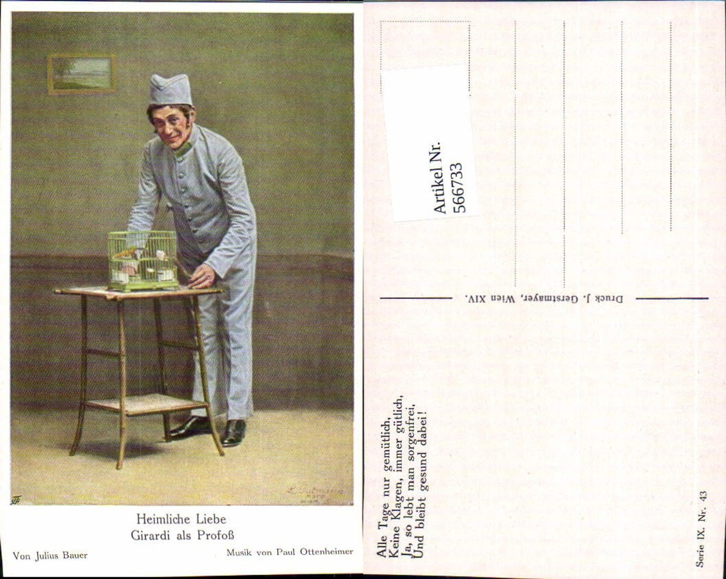 566733,Alexander Girardi Profoß Vogelkäfig Vogel Käfig