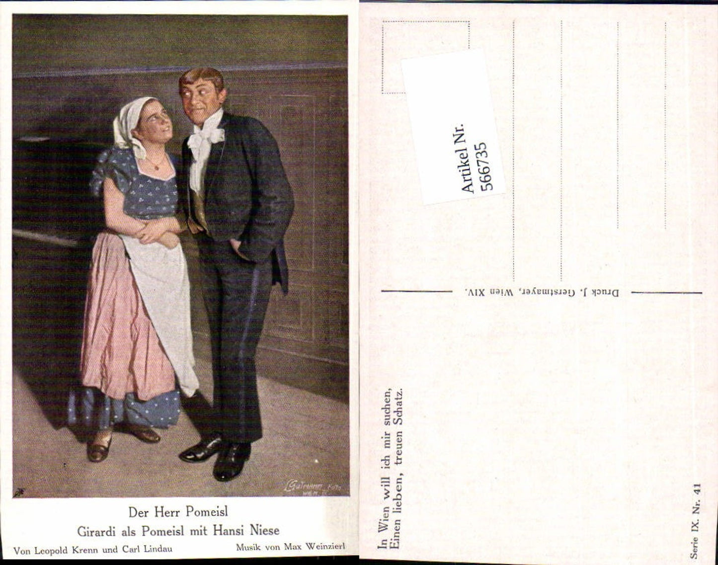 566735,Alexander Girardi als Pomeisl Hansi Niese L. Gutmann Foto
