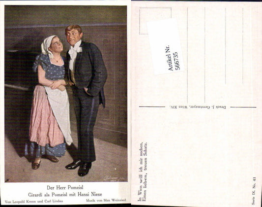 566735,Alexander Girardi als Pomeisl Hansi Niese L. Gutmann Foto
