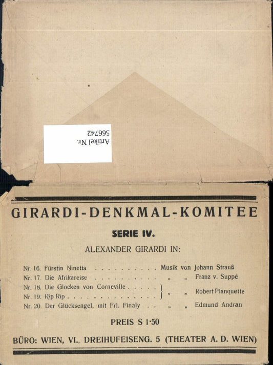 566742,Alexander Girardi Denkmal Komitee Serie IV. Umschlag f. Ak Serie