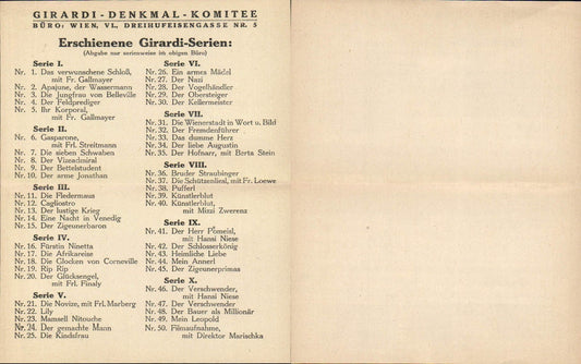 566750,Alexander Girardi Denkmal Komitee Serie Preisliste Ansichtskarten