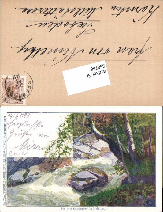 566766,Künstler Lithographie Hans Christiansen Gössgraben Malta Maltathal pub Philipp & Kramer XXI/4
