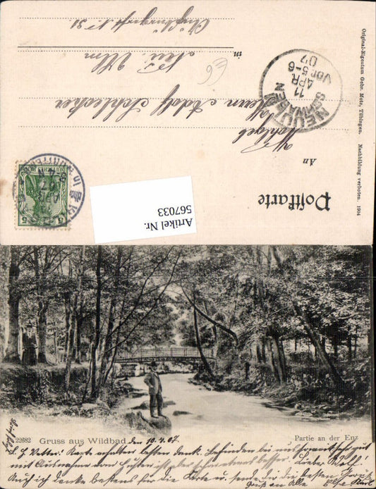 567033, Greetings from Wildbad, a group on the Enz River, 1900, Black Forest, Calw district