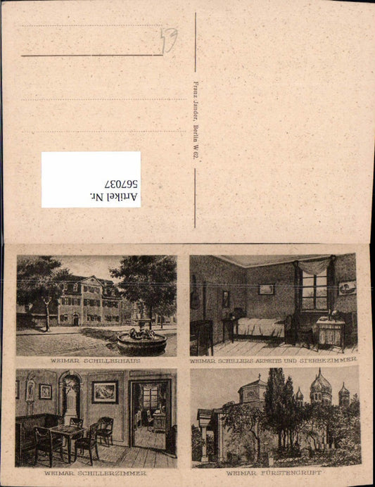 567037,Künstler AK Radierung Weimar Schiller Schillerzimmer  pub Franz Jander Berlin
