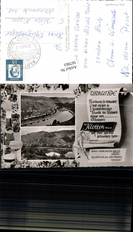 567063,Urkunden AK Klotten an der Mosel Wein