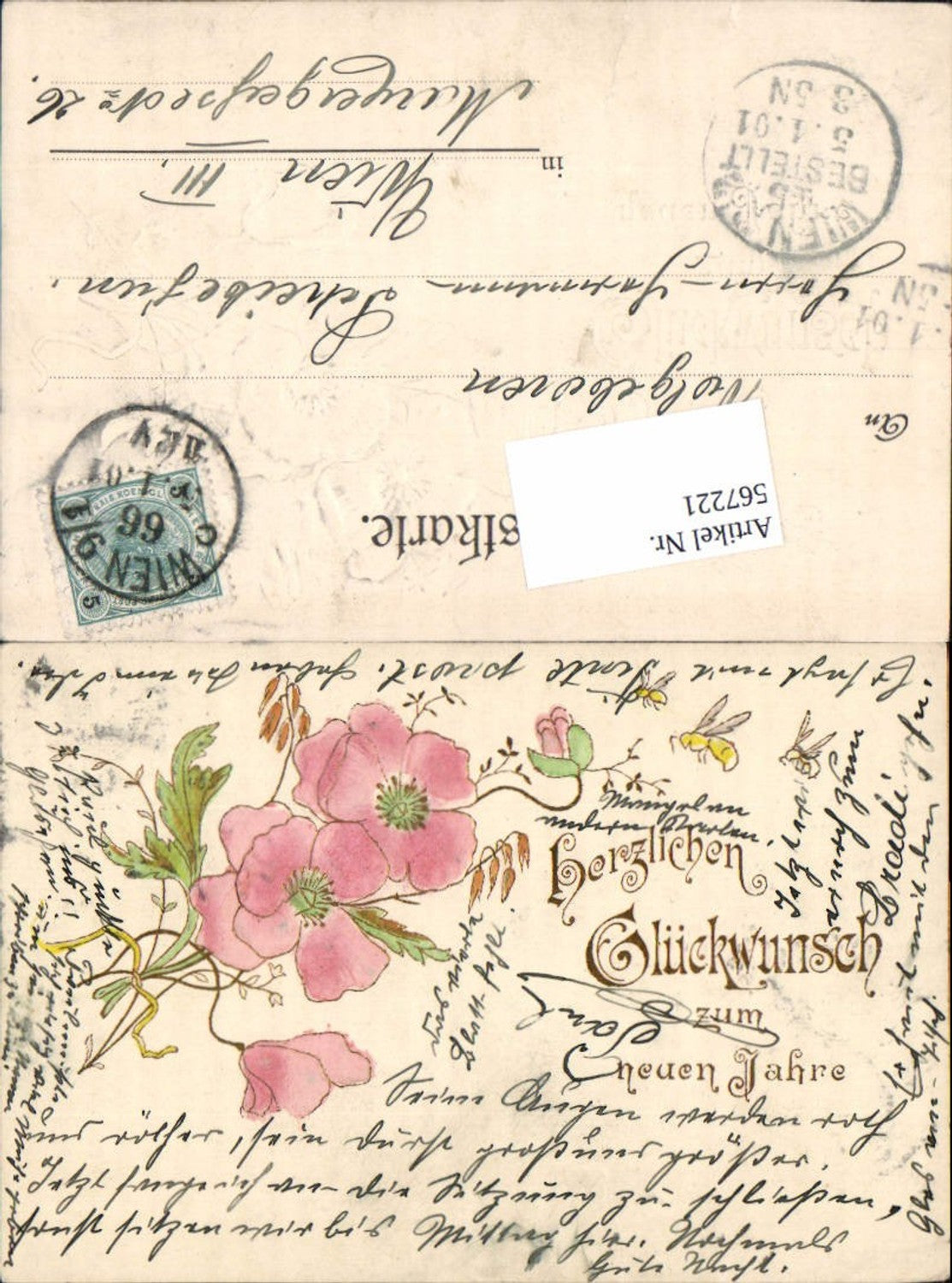 567221,tolle Präge Lithographie Neujahr Blumen