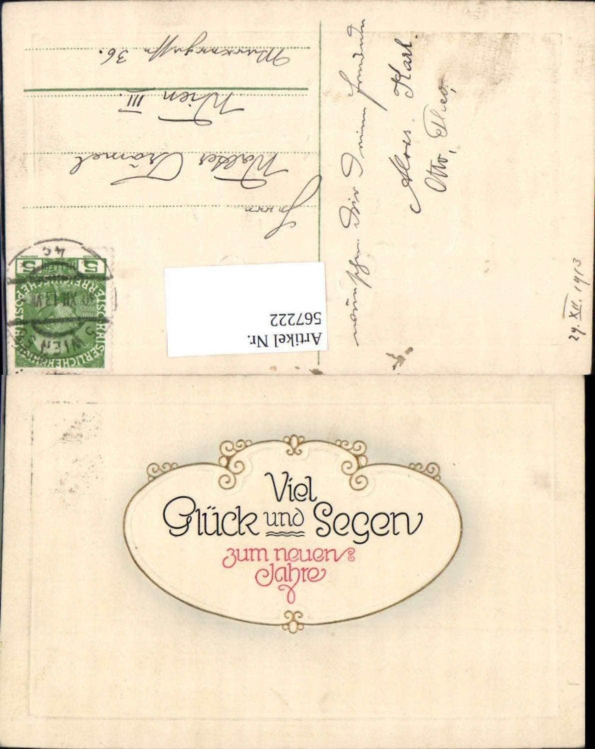 567222,tolle Präge Lithographie Neujahr Glück und Segen Passepartout
