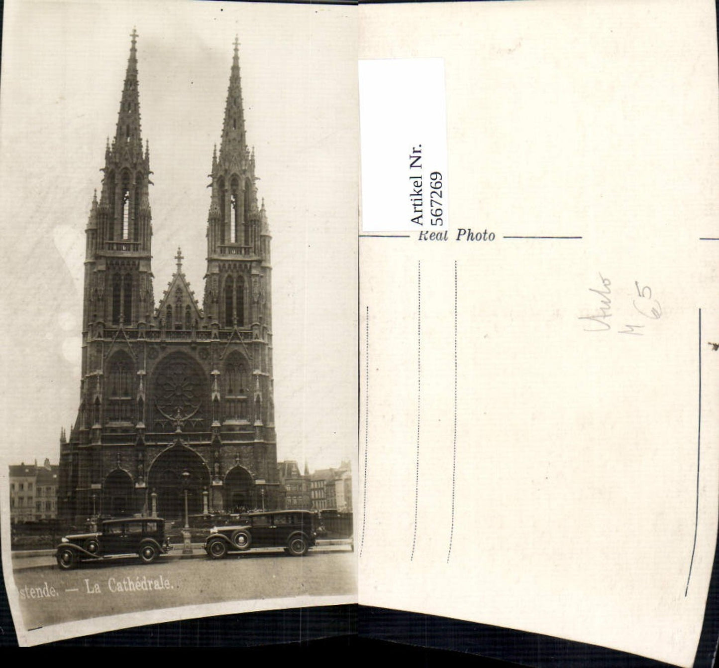 567269,Ostende La Cathedrale Kathedrale Kirche Auto Oldtimer