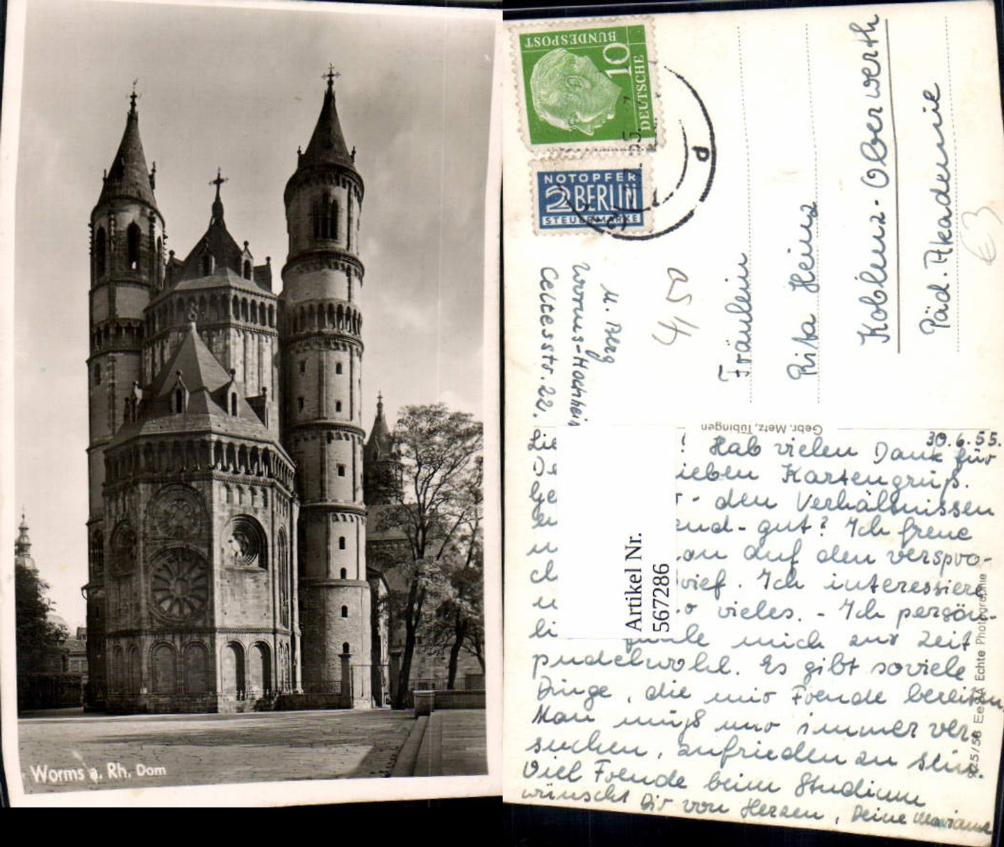 567286,Foto Ak Worms a. Rhein Dom