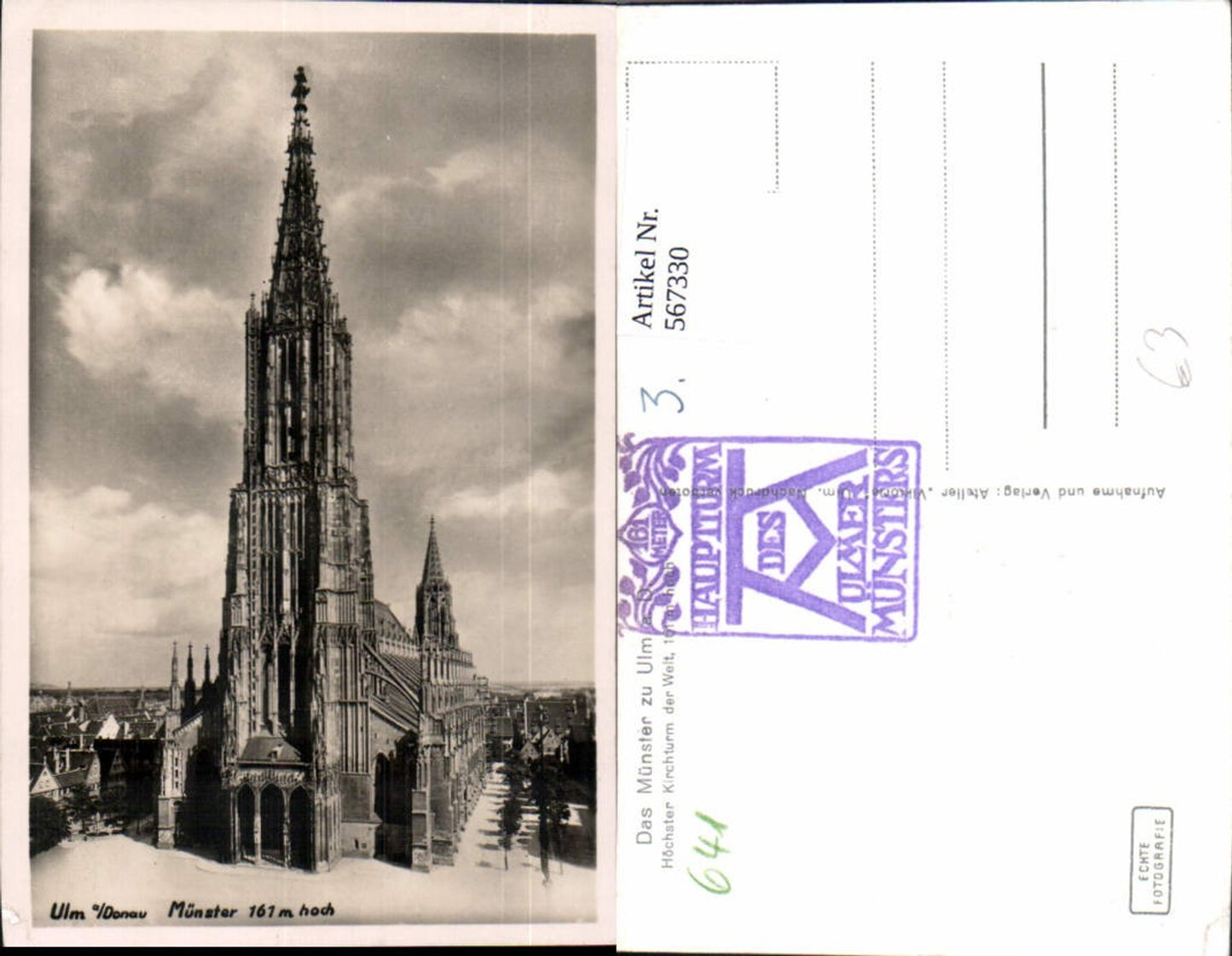 567330,Foto Ak Ulm a. d. Donau Münster