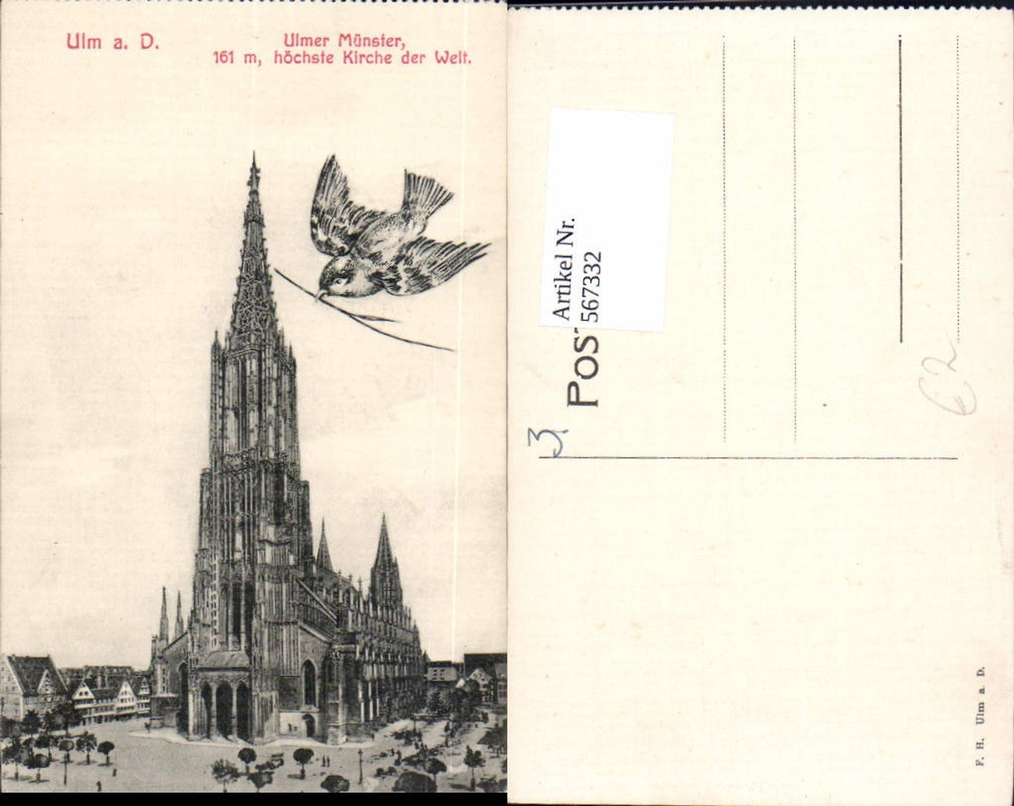 567332,Fotomontage m. Taube Ulm a. d. Donau Münster