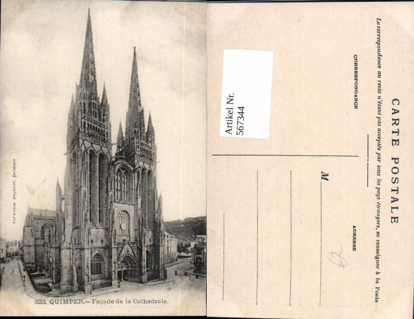 567344,Quimper Facade de la Cathedrale