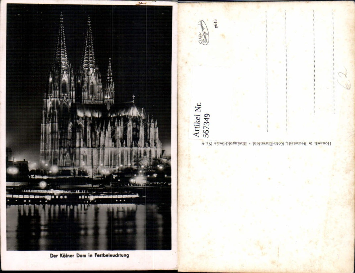 567349,Foto Ak Köln a. Rhein Dom in Festbeleuchtung b. Nacht