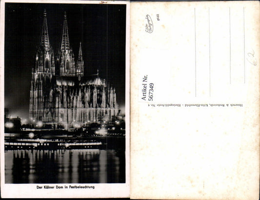 567349,Foto Ak Köln a. Rhein Dom in Festbeleuchtung b. Nacht