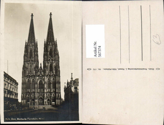567374,Köln a. Rhein Dom Westseite