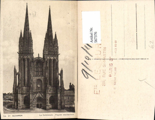 567376,Quimper La Cathedrale Facade occidentale Kathedrale Kirche