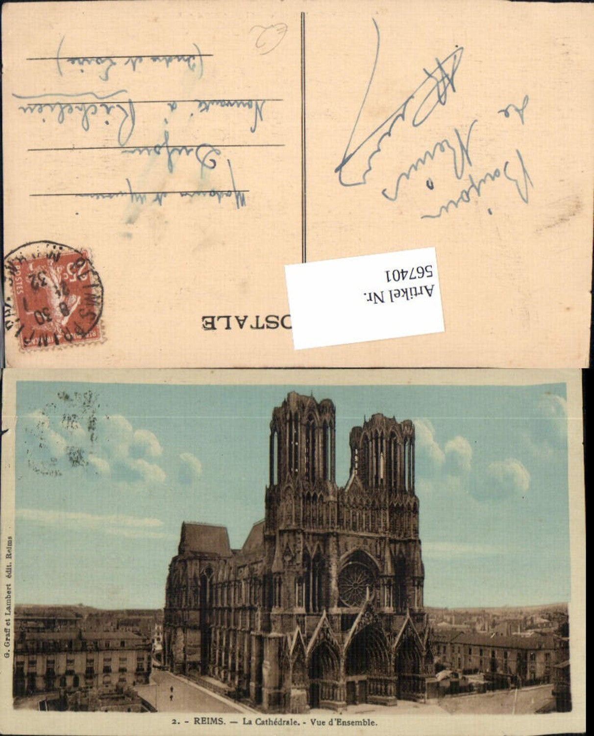 567401,Reims La Cathedrale Vue d Ensemble Kathedrale Kirche