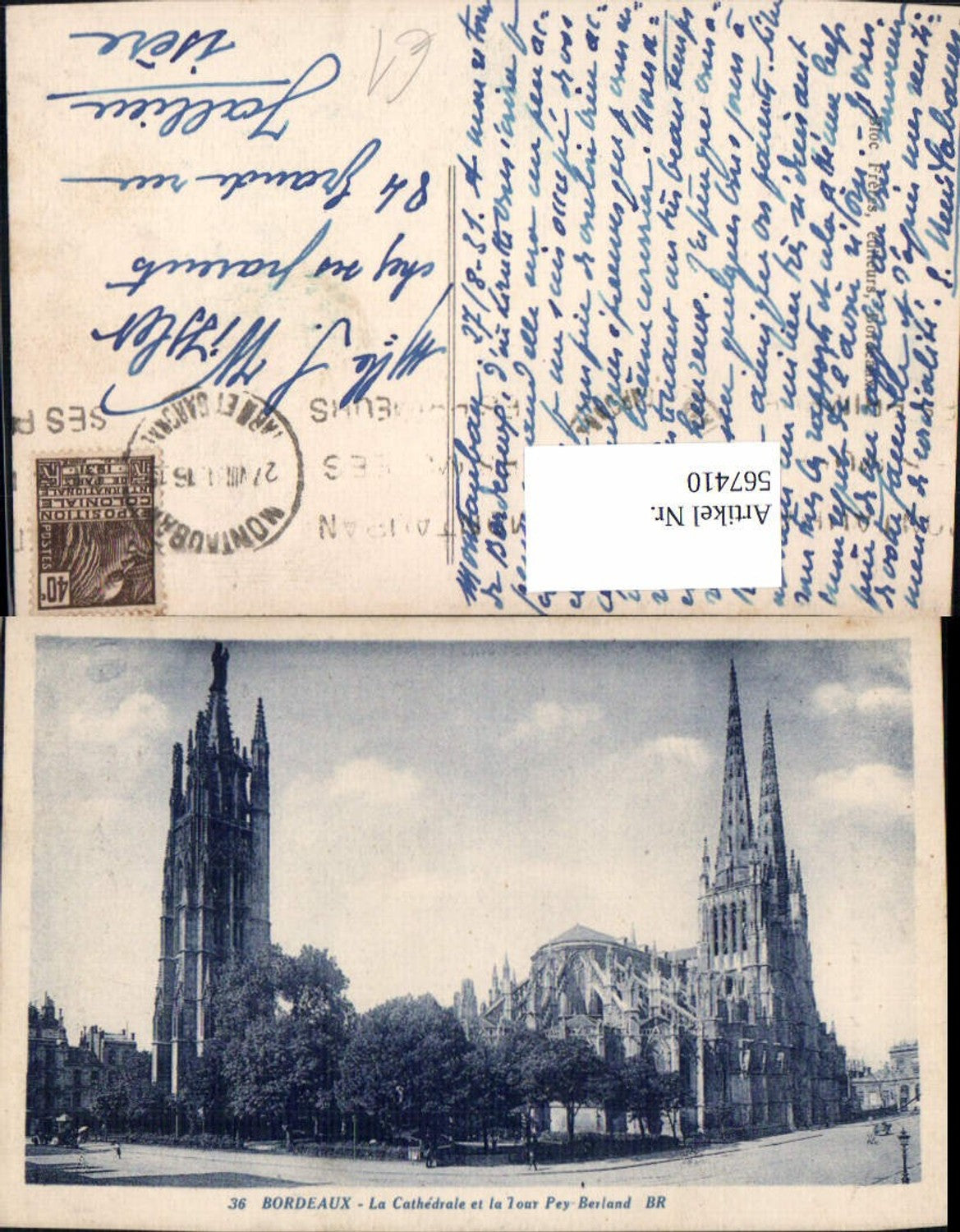 567410,Bordeaux La Cathedrale et la Tour Pey-Berland Kathedrale Kirche